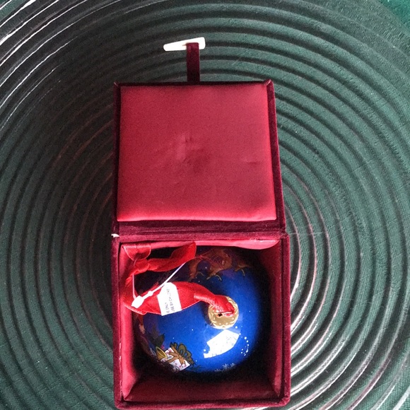 Christmas Glass Ornament Happy Holidays Velour Box NWT Santa’s Sleigh + Reindeer - Picture 5 of 8